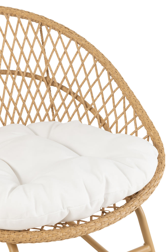 Schommelstoel + Kussen Zayo Metaal/Riet Beige