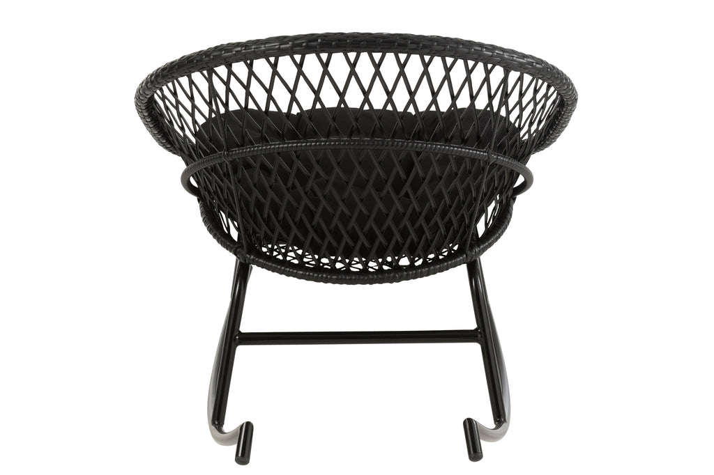 Schommelstoel + Kussen Zayo Metaal/Riet Zwart