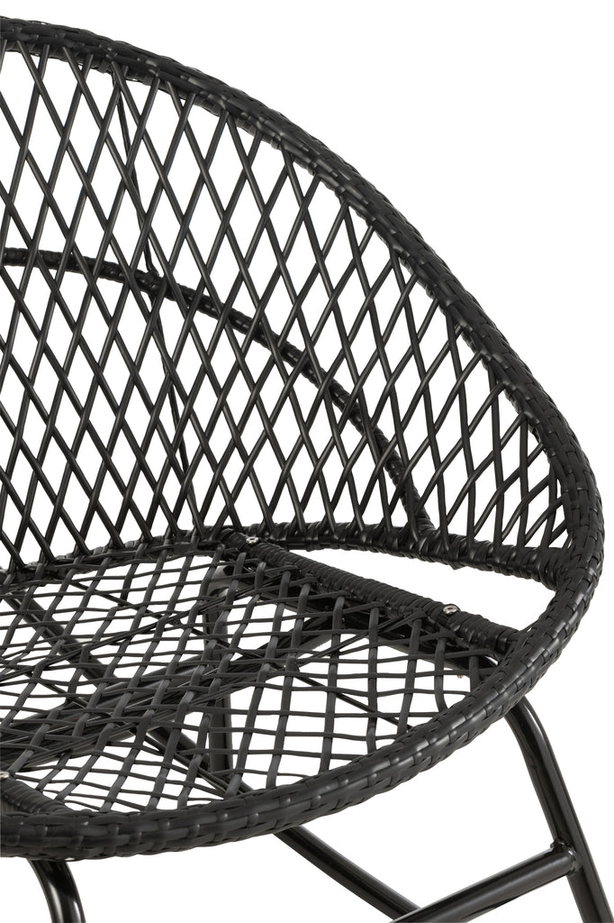 Schommelstoel + Kussen Zayo Metaal/Riet Zwart
