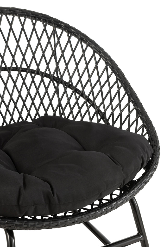 Schommelstoel + Kussen Zayo Metaal/Riet Zwart