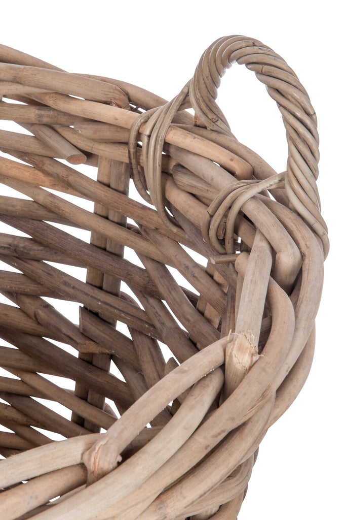 Set van 2 manden rond + handvat riet natuurlijk 75x60cm