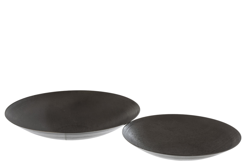 Set van 2 schalen metaal mat donkergrijs