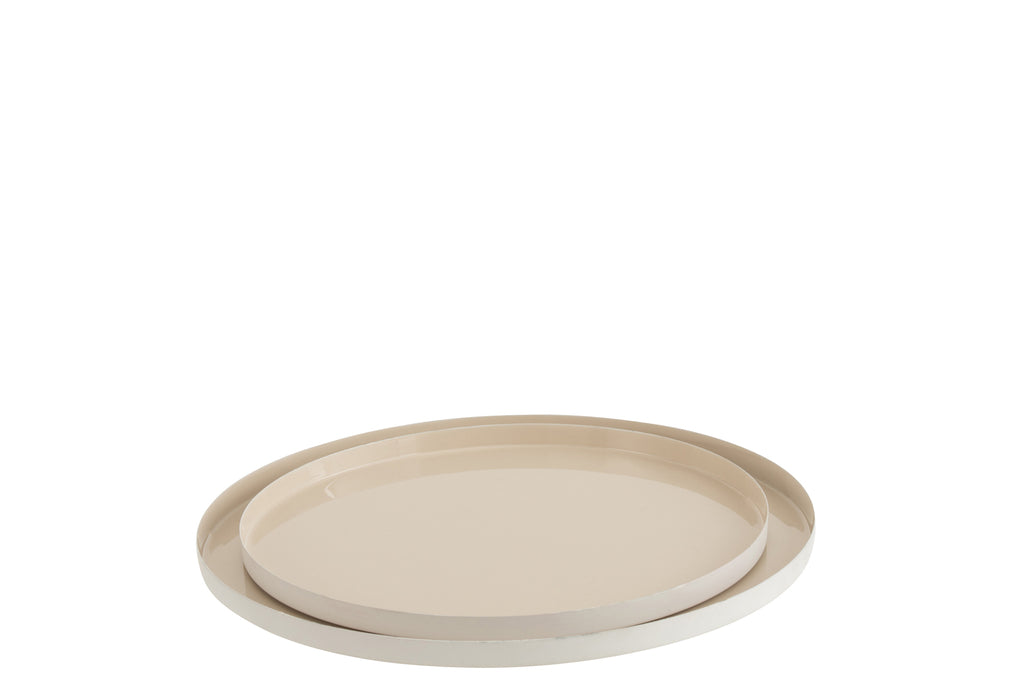 Set van 2 schalen metaal lak beige
