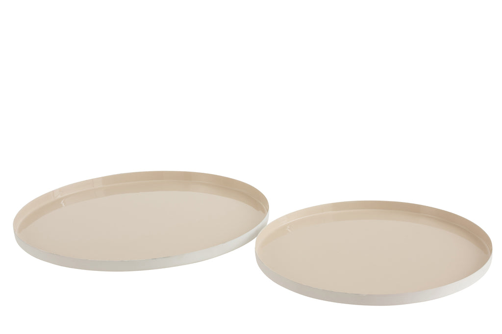 Set van 2 schalen metaal lak beige