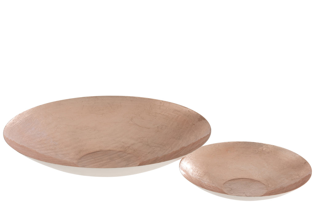 Set van 2 schalen metaal lak lichtroze
