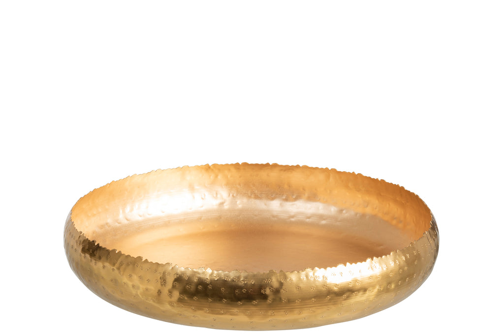 Set van 2 ronde metalen gouden borden