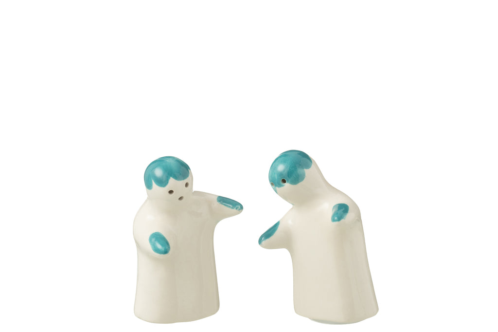 Zout& Peperset Granada Keramiek Wit/Aqua