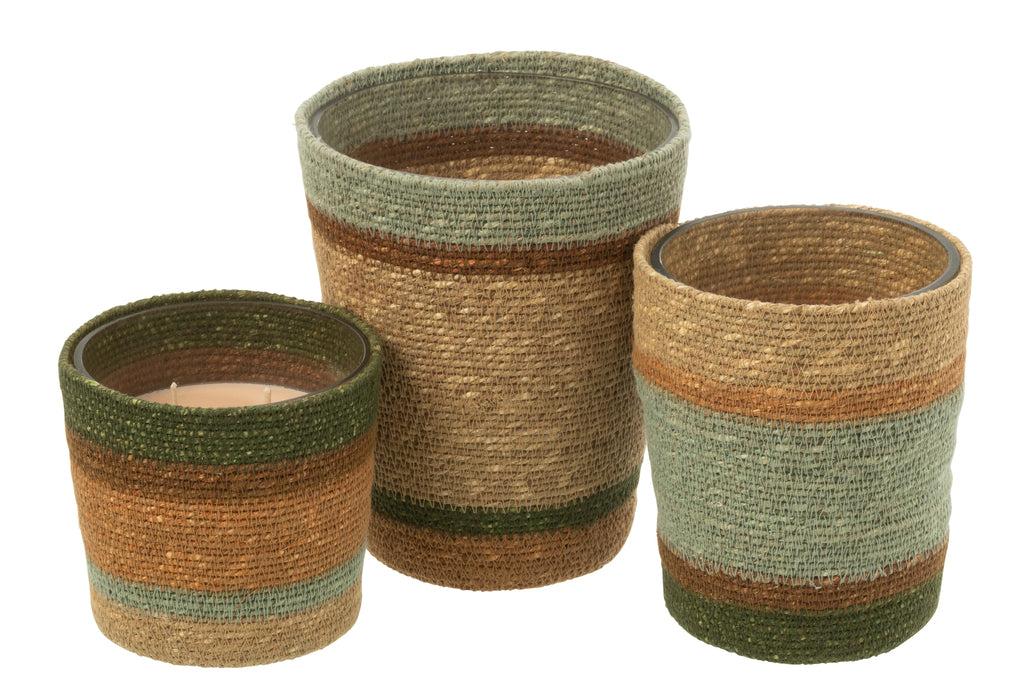 Geurkaarsmand Was Beige/Blauw Groot-75 Uur