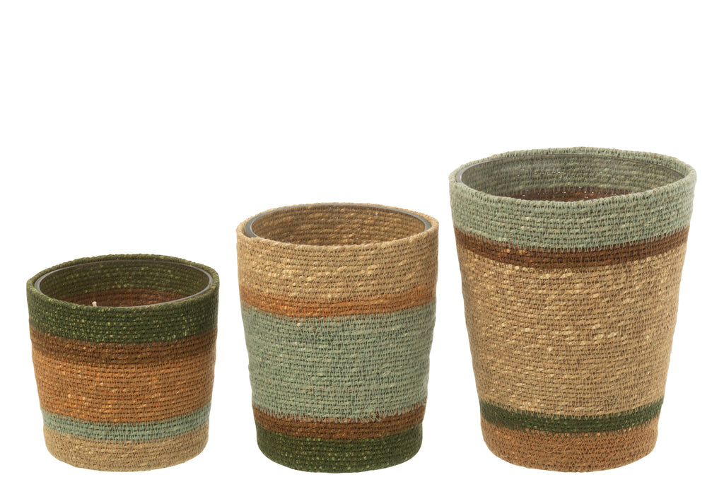 Geurkaarsmand Was Beige/Blauw Groot-75 Uur
