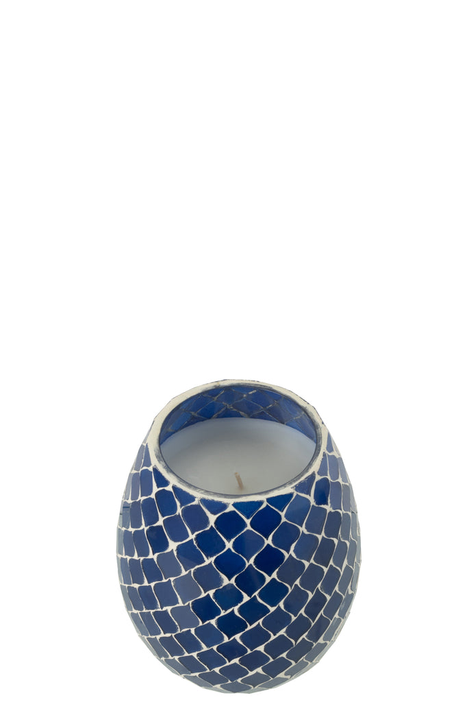 Geurkaars Mia Mosaic Blauw klein-90H
