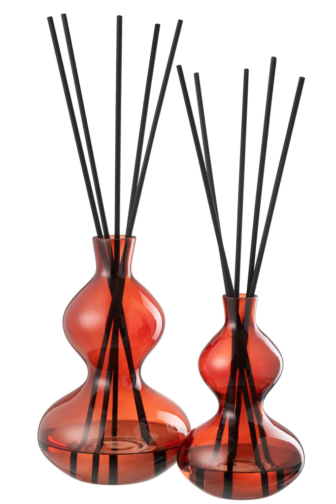 Geurige Olie Olijf & Wierook Glas Rood Groot