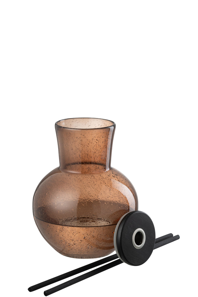 Geurolie Vaas Deksel Li-Ly Land Glas Bruin