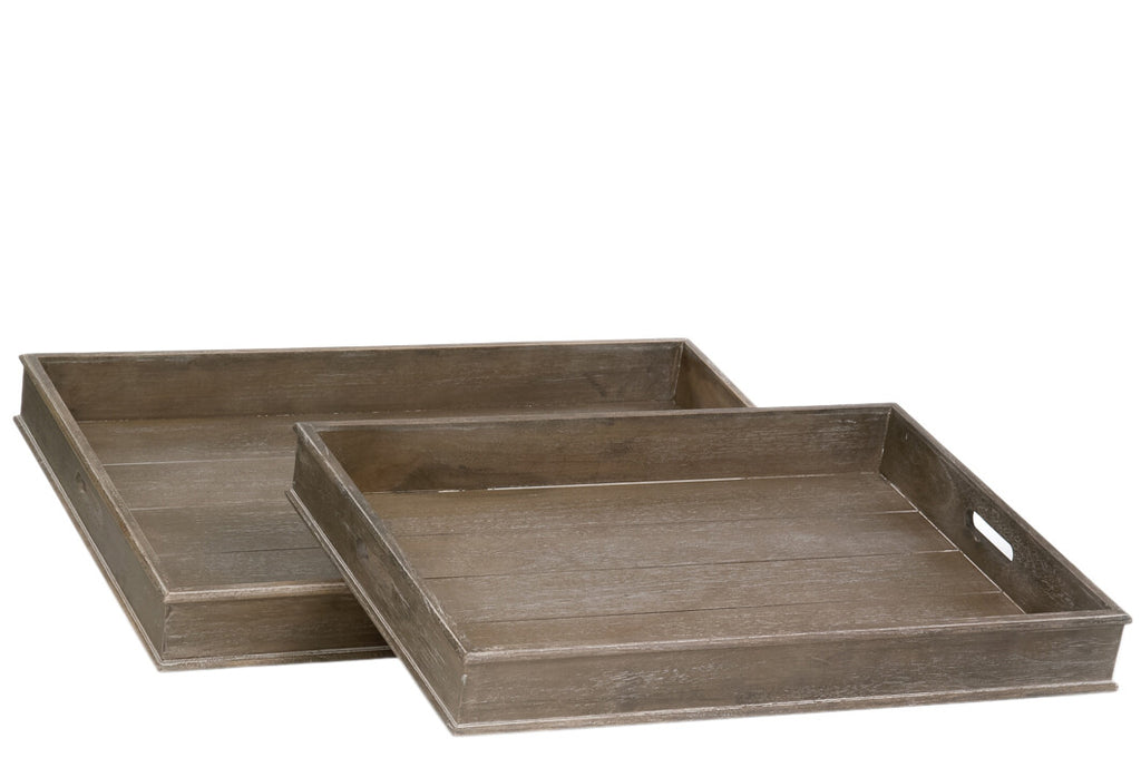 Set 2 dienblad Wd Grey W 71x51x8cm