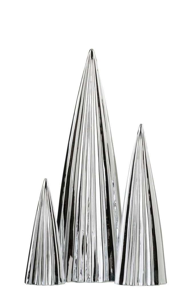 Stel 3 boom porselein zilver