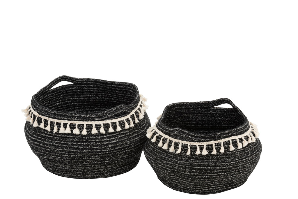 Set van 2 manden Bal Jute Zwart