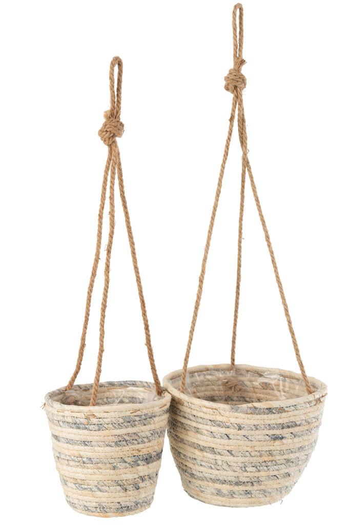 Set van 2 manden hangend Maïs Beige/Blauw