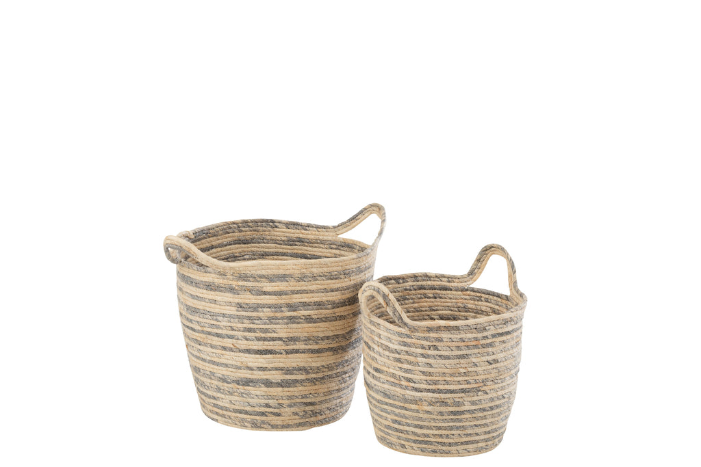 Set van 2 manden Maïs Beige/Blauw