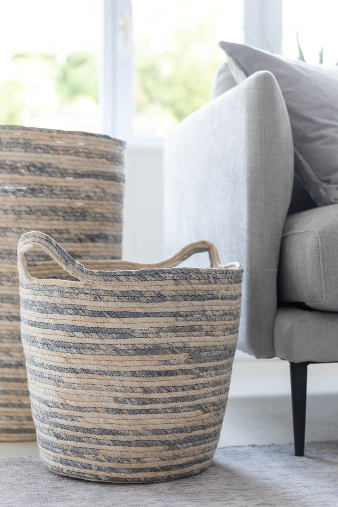 Set van 2 manden Maïs Beige/Blauw