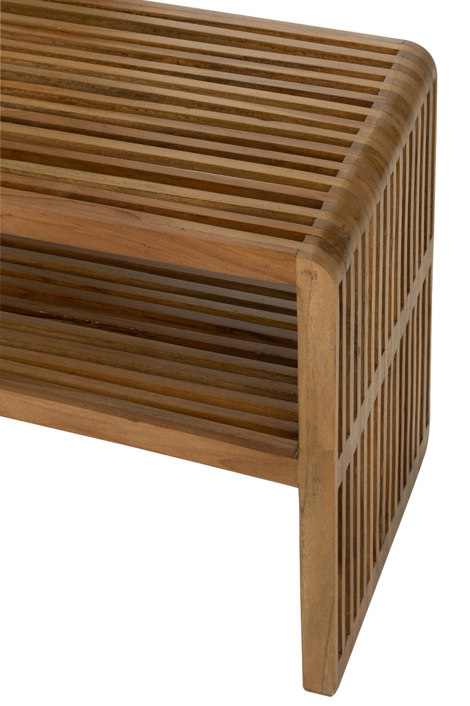 Set Of 2 Console With Shelf Recycle Teak Natural