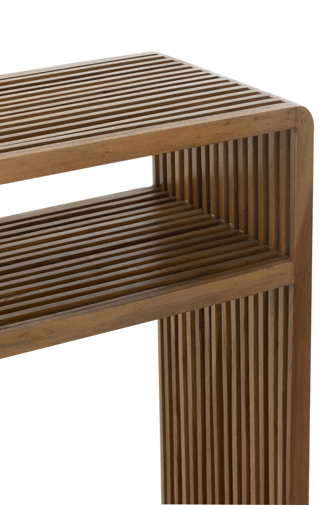 Set Of 2 Console With Shelf Recycle Teak Natural