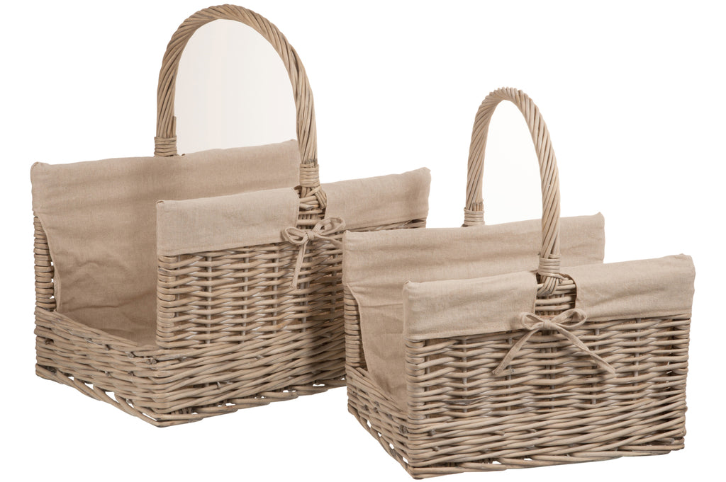 Set van 2 houtmanden wilg natuurlijk 46x35x30