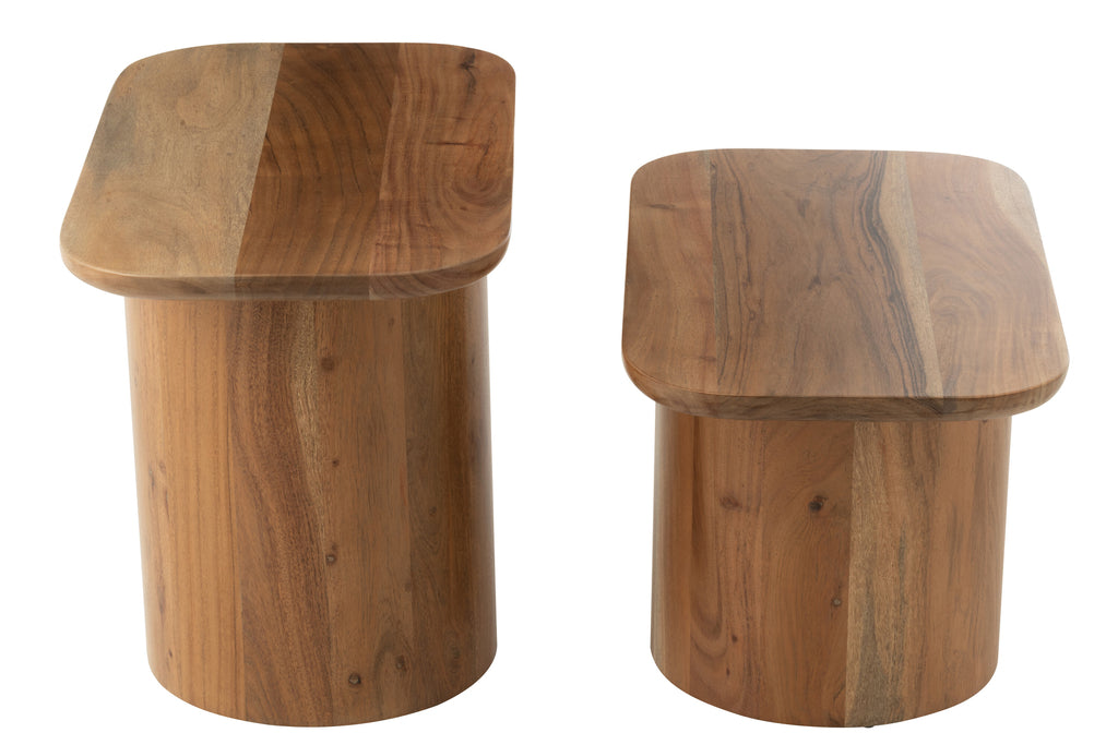 Set van 2 bijzettafels Acaciahout/MDF Natuurlijk