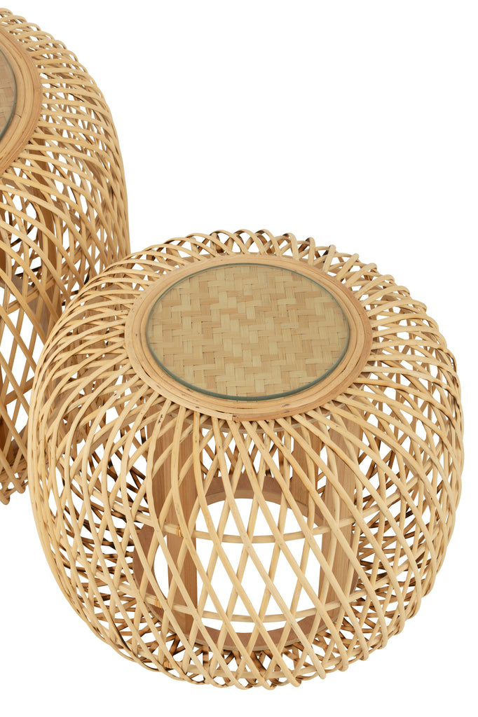 Set van 2 bijzettafels Afrika Bamboe/Dennenhout Natuurlijk