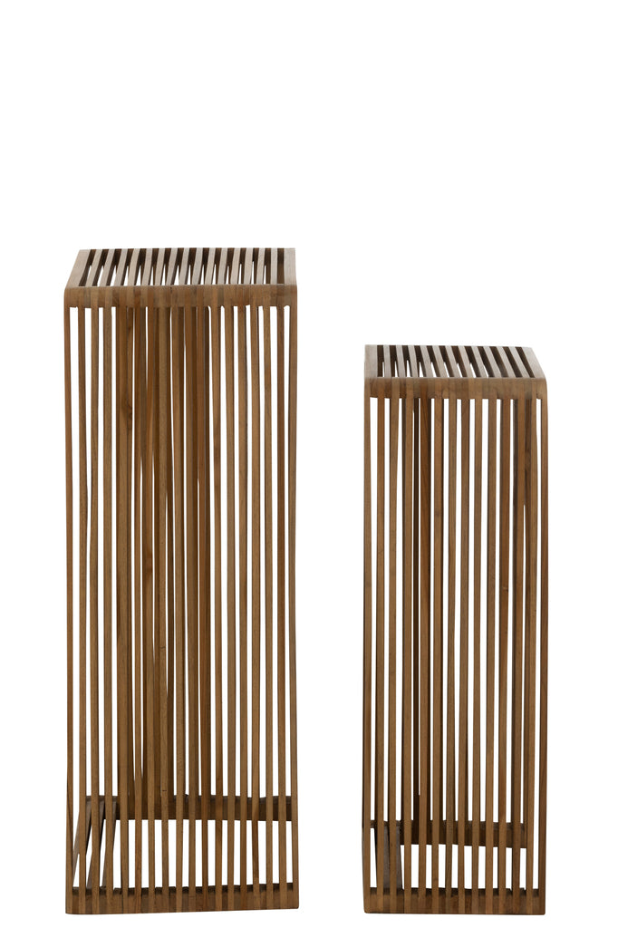 Set van 2 bijzettafels Kubus Recycle Teak Natuurlijk