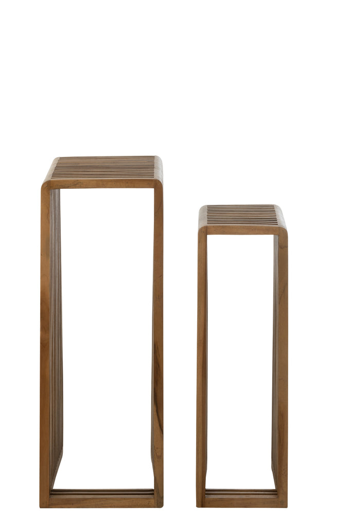 Set van 2 bijzettafels Kubus Recycle Teak Natuurlijk