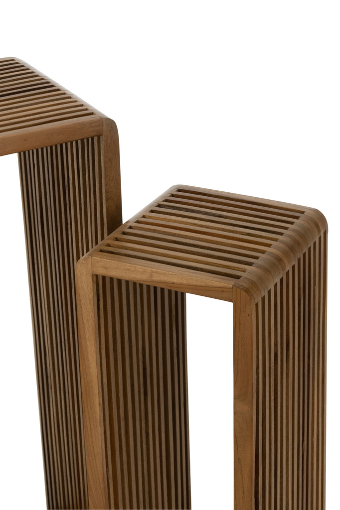 Set van 2 bijzettafels Kubus Recycle Teak Natuurlijk