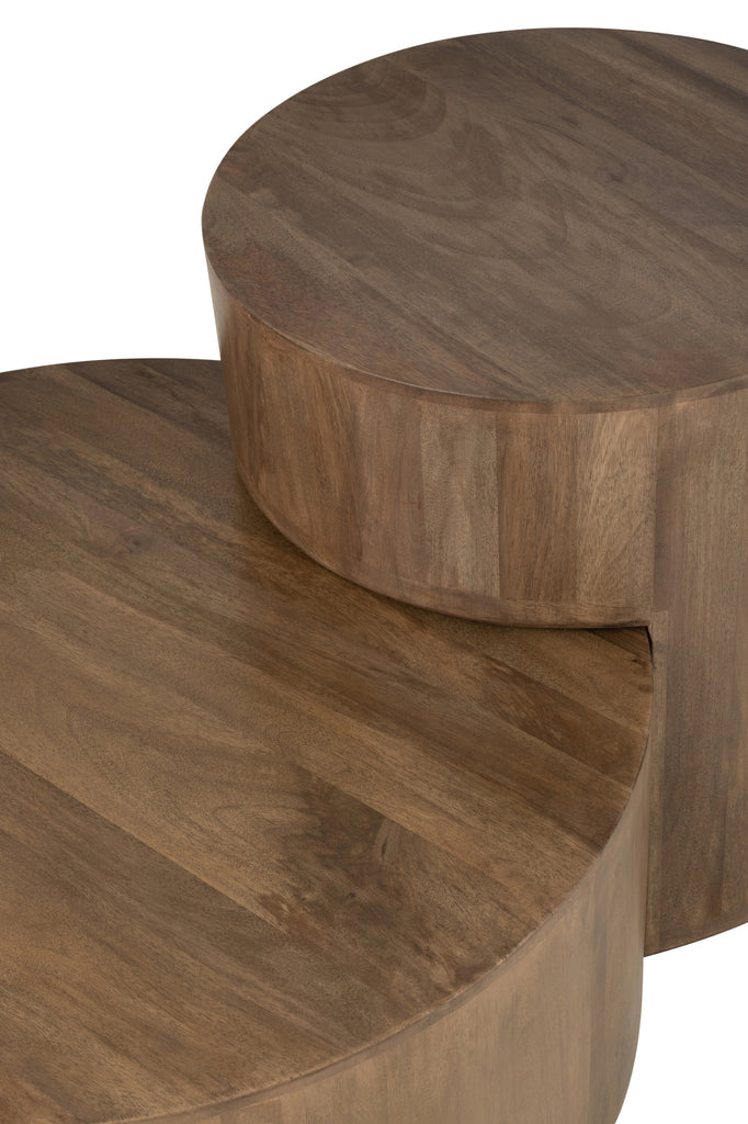 Set van 2 tafels van mangohout in bruin.