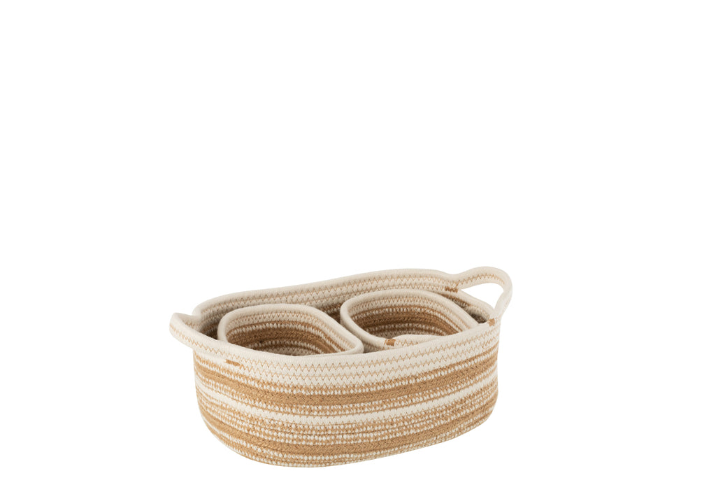 Set van 3 manden Katoen/Jute Wit Beige