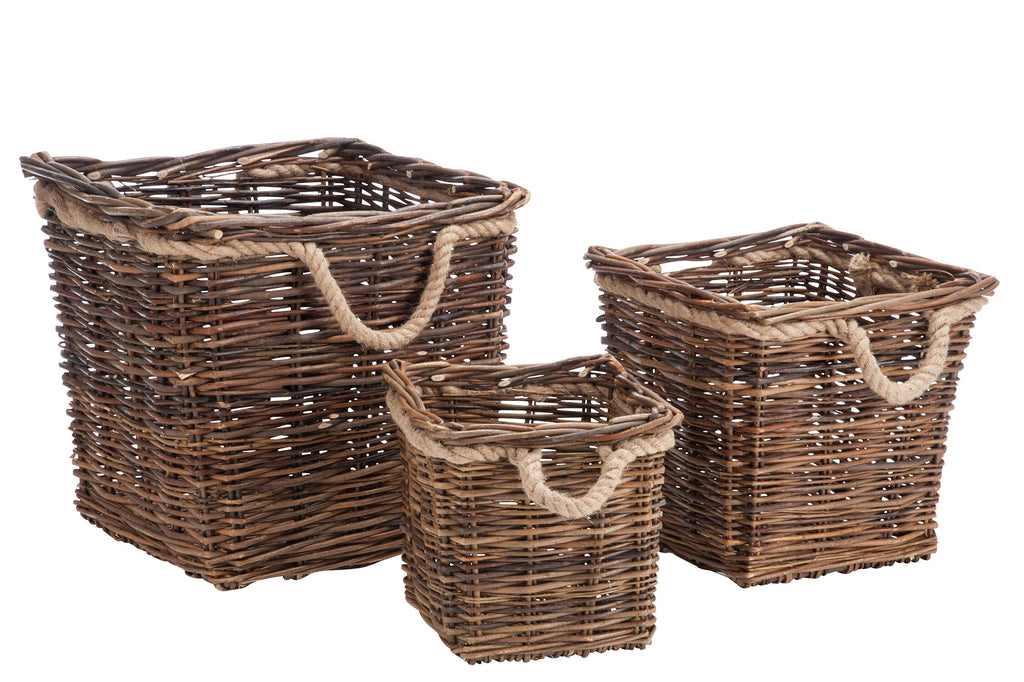 Set van 3 manden Vierkant Wilg Natuurlijk 51x51x46cm