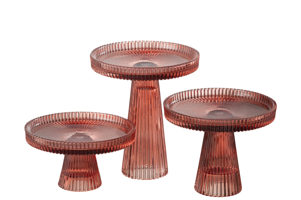 Set van 3 taartschotels Nelly Glas Oranje