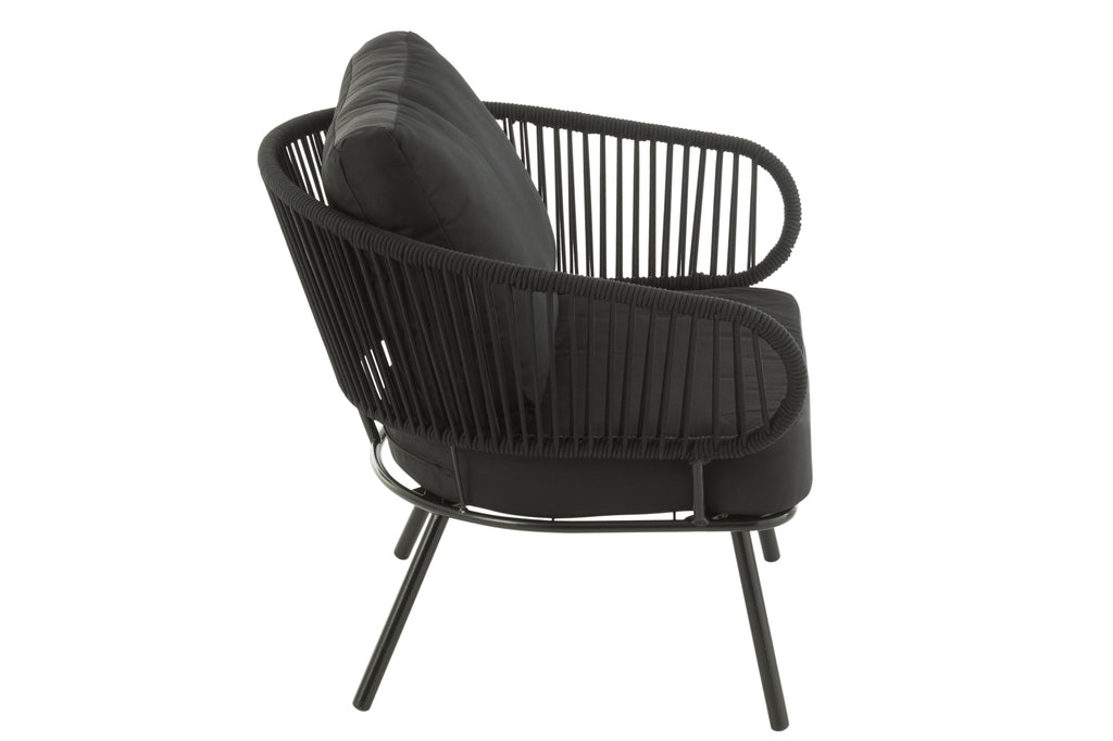 Set van 3 stoelen Poa Staal/Rattan Zwart