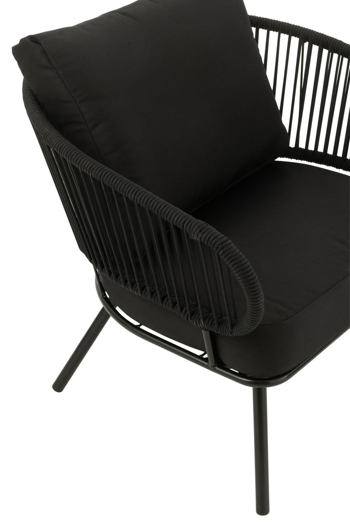 Set van 3 stoelen Poa Staal/Rattan Zwart