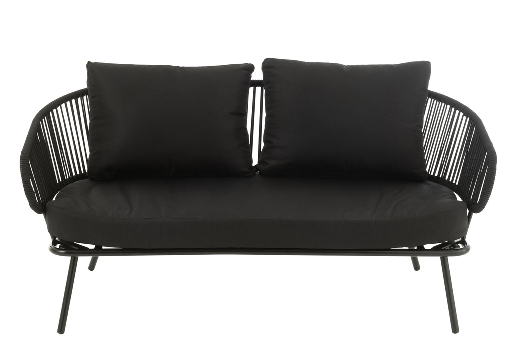 Set van 3 stoelen Poa Staal/Rattan Zwart