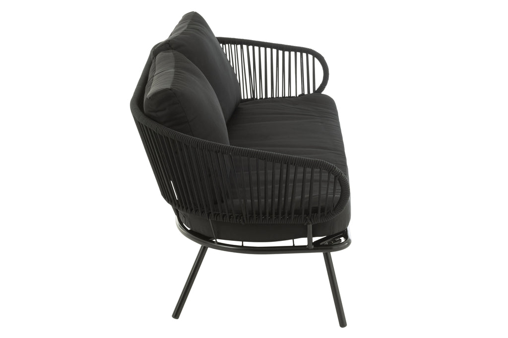 Set van 3 stoelen Poa Staal/Rattan Zwart