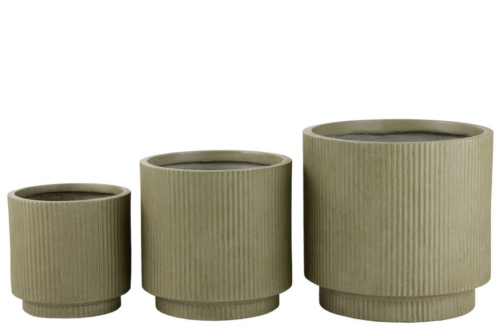 Set van 3 bloempotten Misty Klei Groen