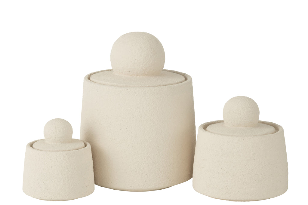 Set Of 3 Jars Decorative Maris Cement Cream