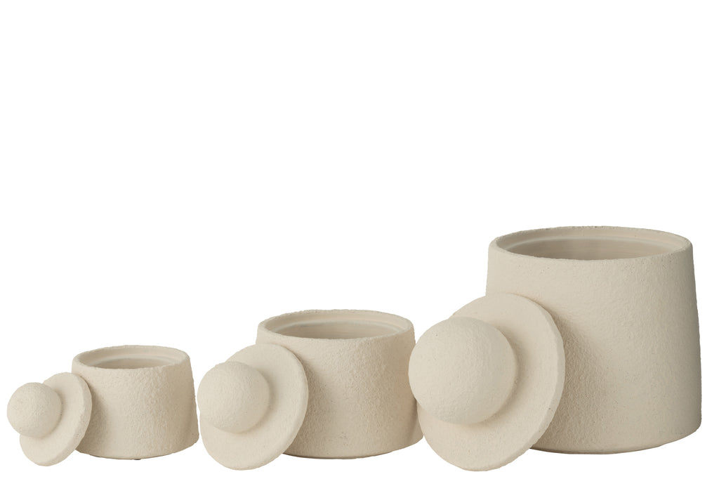 Set Of 3 Jars Decorative Maris Cement Cream