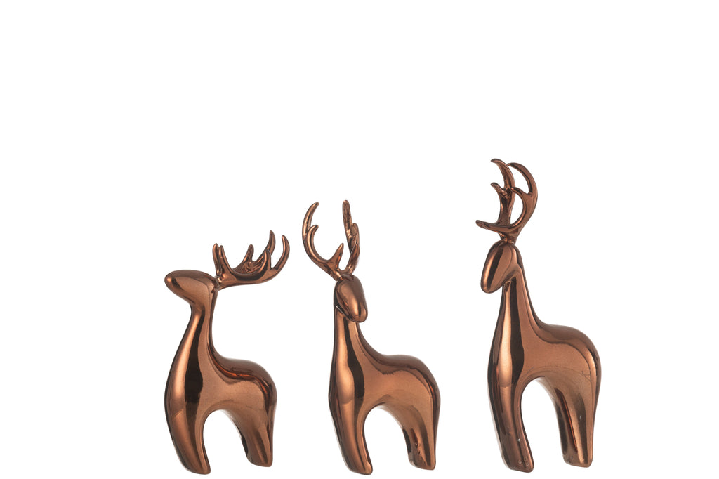 Set van 3 rendieren van hars met elektrolytisch koperlaagje