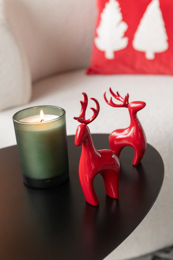 Set van 3 rendieren van hars met elektrolytisch rood plating.