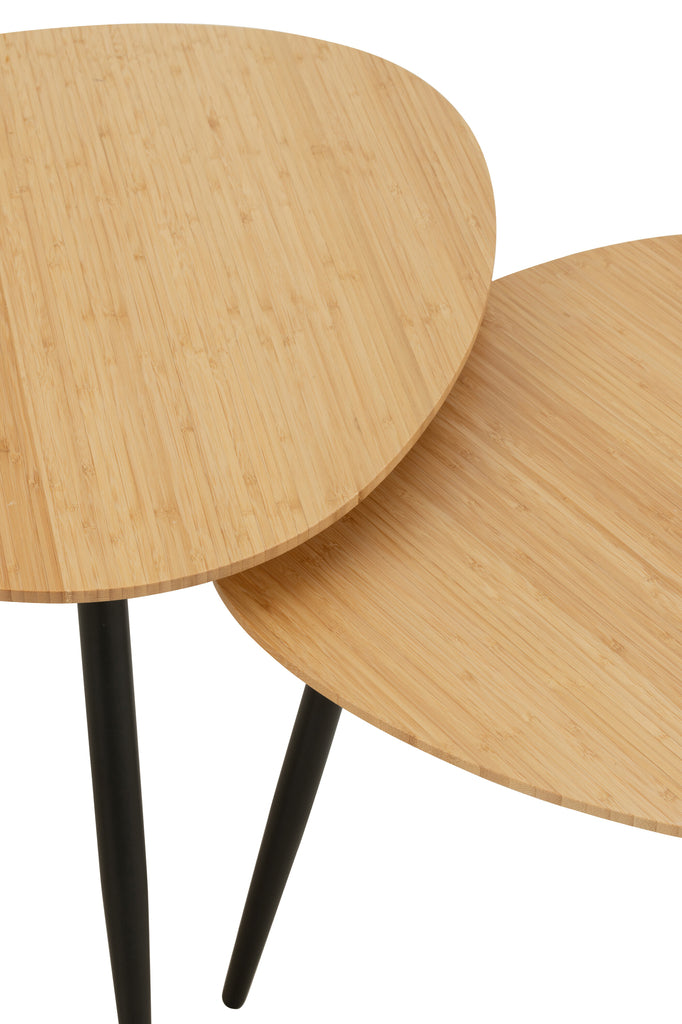 Set Of 3 Side Tables Palette Bamboo/Metal Natural/Black
