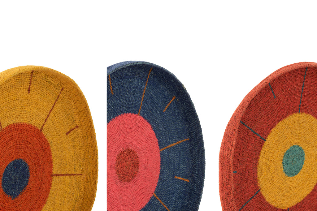 Set van 3 dienbladen wanddecoratie cirkels+lijnen zeegras mix