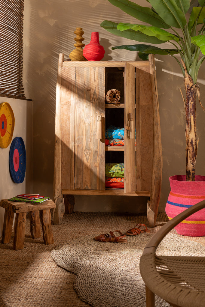 Set van 3 dienbladen wanddecoratie cirkels+lijnen zeegras mix