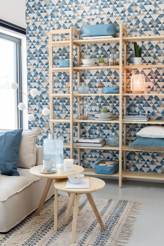 Set van 4 manden Rechthoekig Polyester/Katoen Spijkerblauw