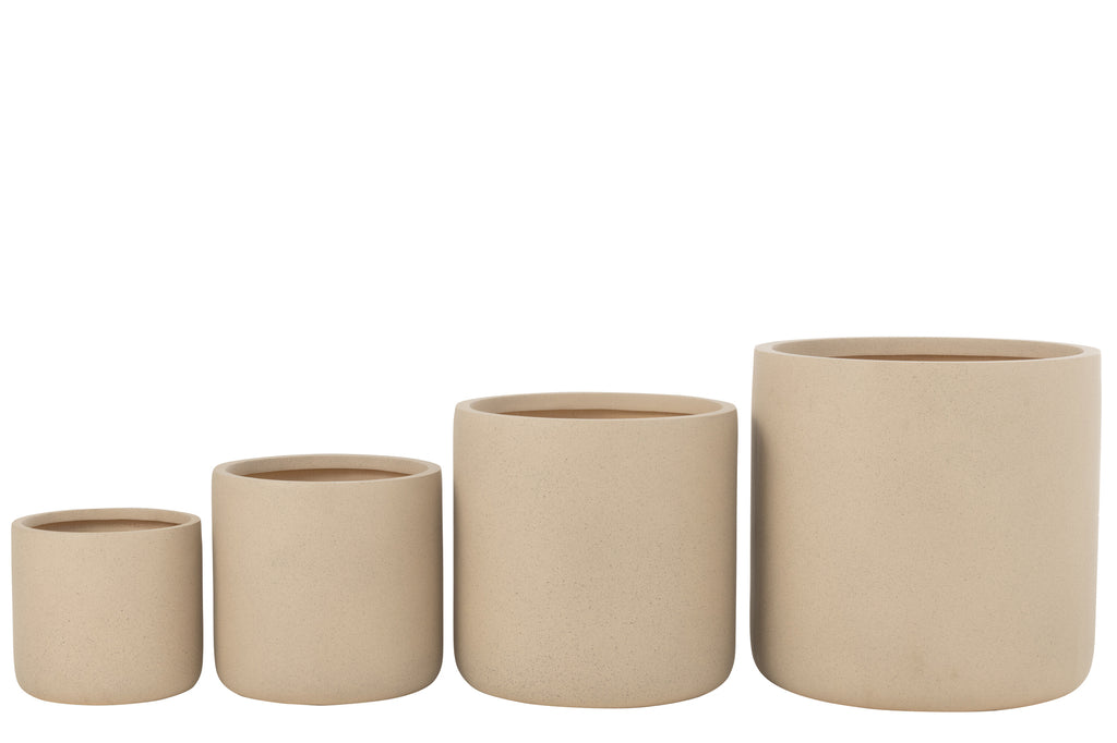 Set van 4 bloempotten Duinzand Klei Ivoor