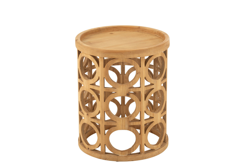 Side Table Carving Fir Wood/Mdf Natural