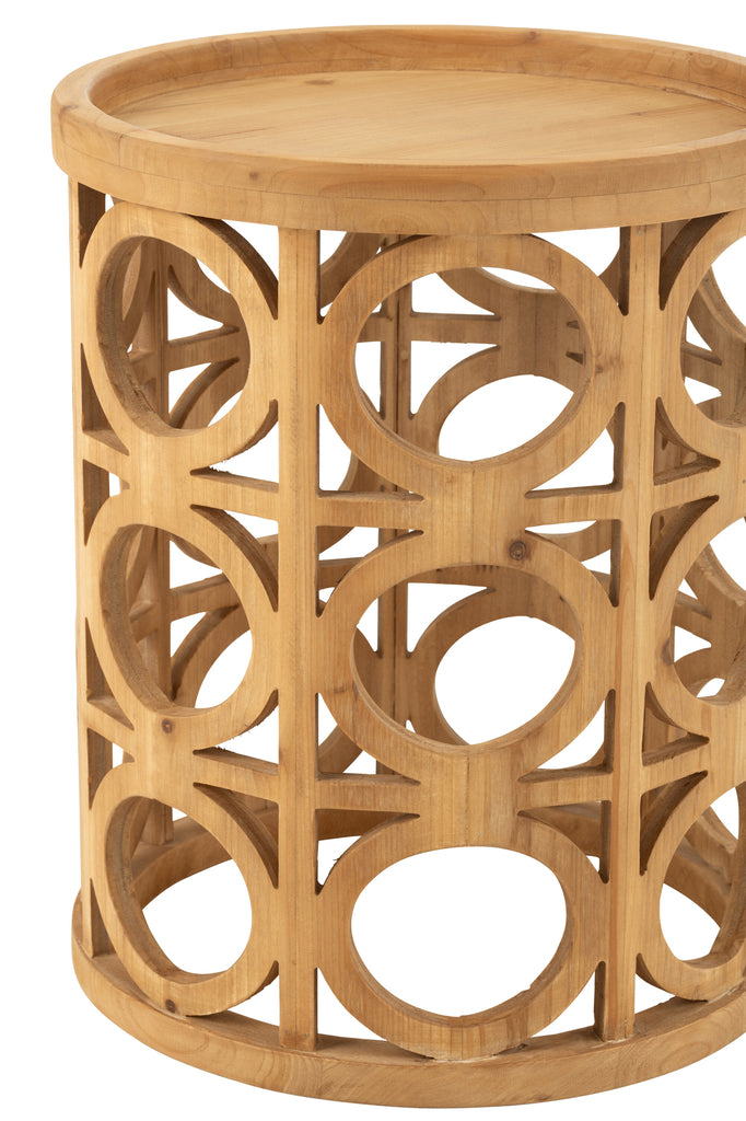 Side Table Carving Fir Wood/Mdf Natural